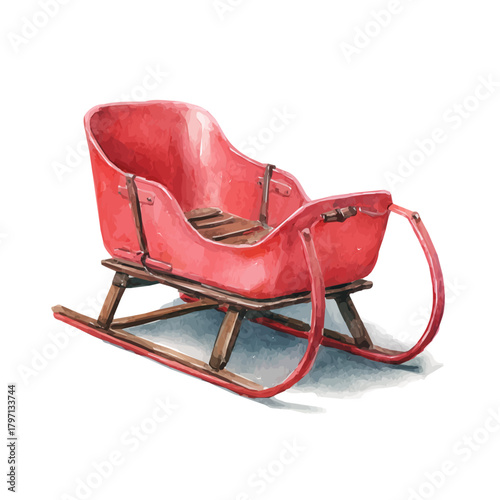 My Watercolor illustration, eps format red sled painting isolated on a white background, illustration, AI painting design, vector illustration set