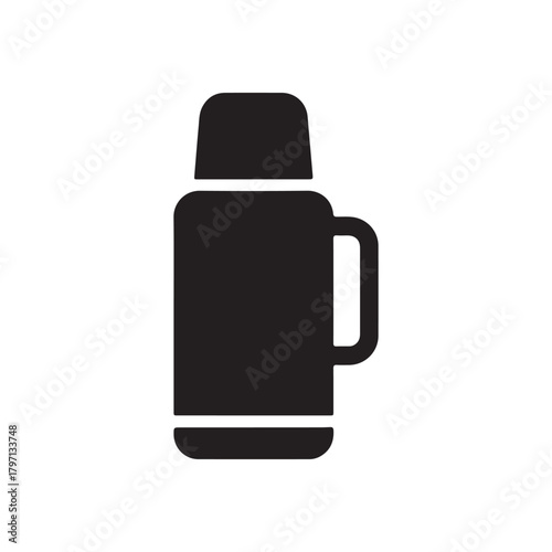 Thermo flask icon in black flat glyph, filled style isolated on white background
