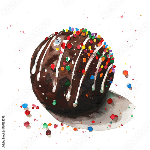 A Watercolor_style_painting_of_chocolate_truffle, Watercolor_simple_design_EPS_format_set