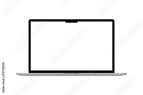 Laptop computer screen device technology portable digital electronic modern business blank display design on transparent background