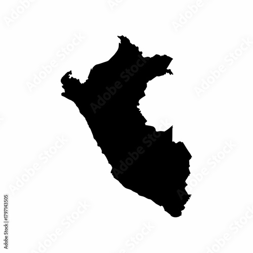 Peru Map Silhouette Black Outline Vector