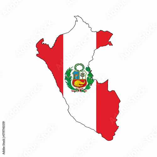 Peru Map Flag National Emblem Colors