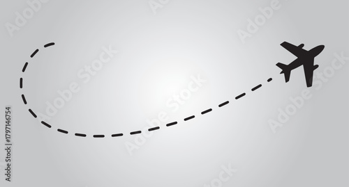 Airplane Route with Dotted Flight Path Icon – No Map