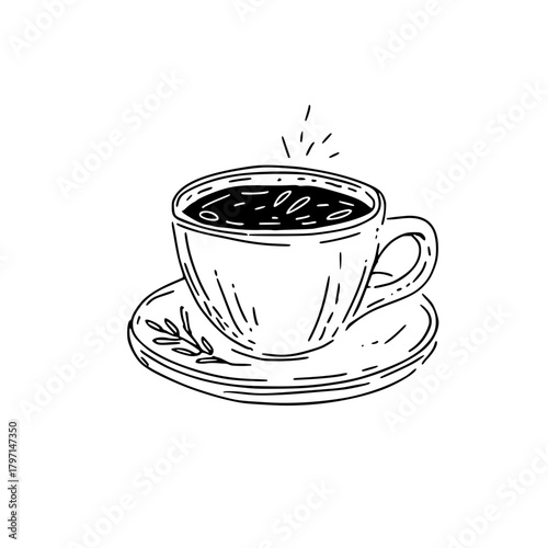 Minimalist Handdrawn Coffee Cup with Steam