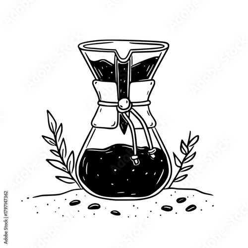 Decorative Humansize Pourover Coffee Maker Illustration