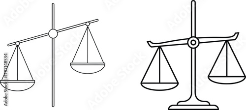 Two scales with outlines show imbalance and balance on a transparent background
