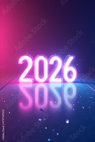 A trendy neon gradient concept for modern digital New Year 2026 designs.