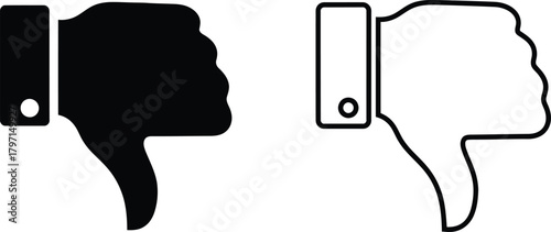 Opposite thumbs down icon conveys disagreement with a negative gesture and transparent backdrop