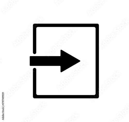 Login, sign in, or import black silhouette vector icon with arrow pointing into a square entry box