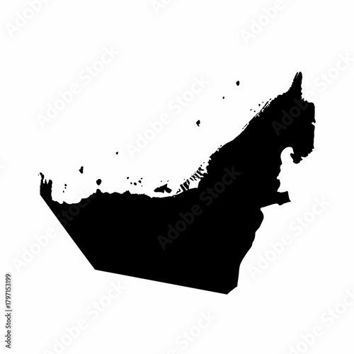 UAE Map Silhouette Outline Black Shape