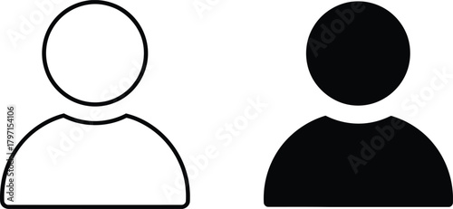 Black silhouette and outline figure showcase simple user profile icon concept