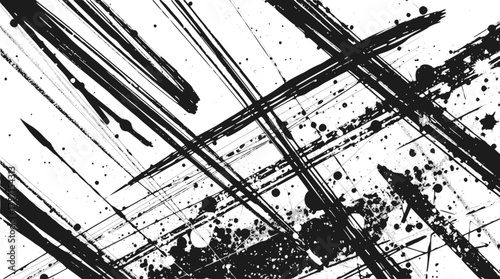 Dark abstract brush stroke with paint splatter on