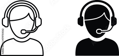 Two simple operator icons each show a person wearing headphones with a microphone