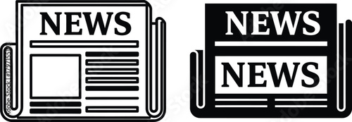 Newspaper icon shows black and white layouts conveying current information, and it has transparent background