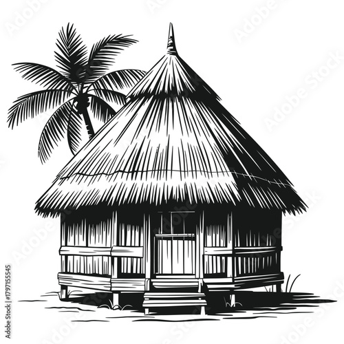 hut on white background