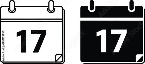 Number seventeen is displayed on both a black and white calendar icon