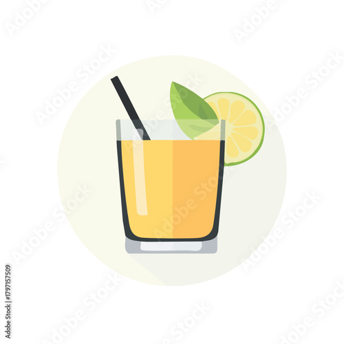 Icon clipart, Minimalistic 2D flat icon featuring a apple juice isolated on a white background, an element in vector and EPS format. clean vector design, simple illustration style