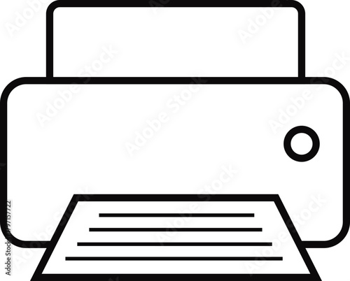 Printer icon, print device vector modern  line outline printer symbols for office, technology, documents, and paper printing, black and white circle button icons pack