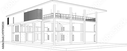 3D illustration of building project