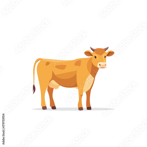 A clean, minimal flat vector of a cow, designed in a modern 2D style on a white background. Minimalistic 2D flat icon, EPS format, simple design