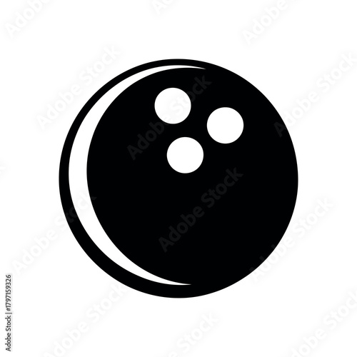 Bowling Ball Silhouette with Three Finger Holes on Transparent Background
