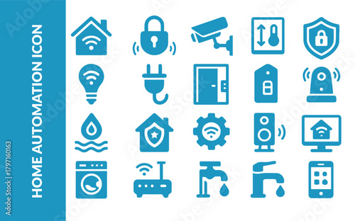 The Intelligent Home Set Icons. Smart House Automation, Wireless IoT and Digital Device Vector Collection. Connectivity and Technology.