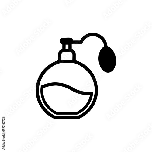 Outline drawing of a perfume bottle on transparent background silhouette