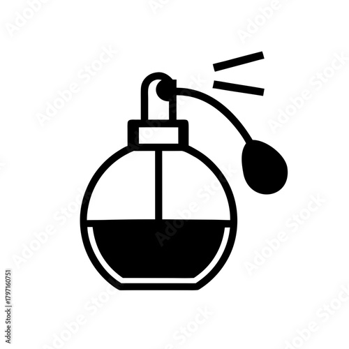 Illustration of a perfume atomizer on transparent background silhouette
