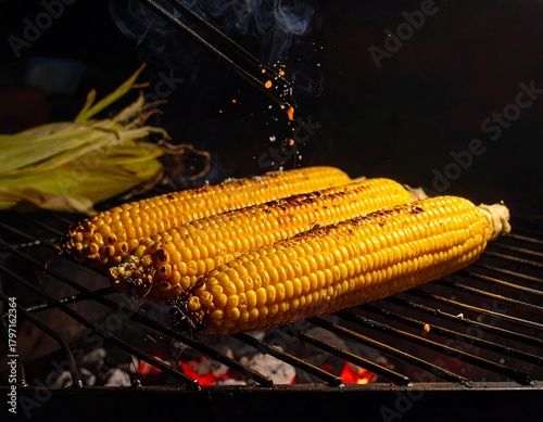 Grilled corn on the cob, enhanced with seasonings, showcases culinary artistry