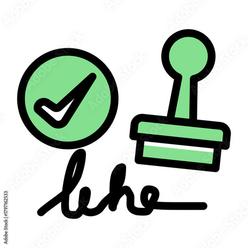 Document Approval Verification icon from the Notary icon collection (Glyph Color Lineal Style)