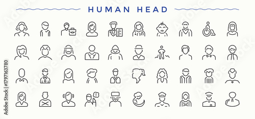 Human icon set. Human related icon set. Icons for application. Contains related to employee, leadership, business people, resource, business, businessman and more. Pixel perfect. Editable vector.