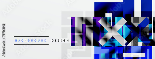 Abstract geometric design. Blue, white hues create modern visual texture. Background elements suggest digital art composition.