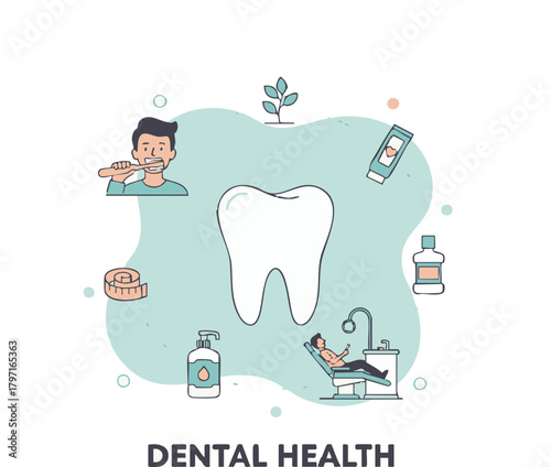 Dental Health and Oral Hygiene Vector Illustration Concept