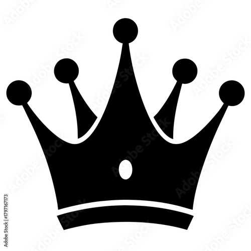 Silhouette of a regal black crown icon on transparent background