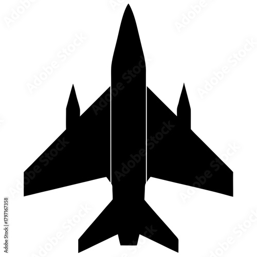 Silhouette of a fighter jet aircraft on transparent background