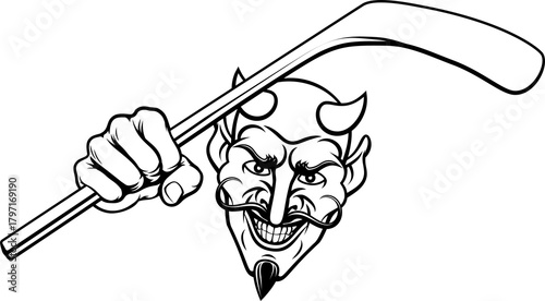 Photography Devil Satan Ice Hockey Sports Mascot Cartoon