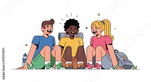 Joyful Friends Enjoying Time Together During Camping Trip Creating Everlasting Memories