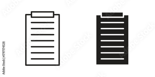 Clipboard icon in filled, thin line, stroke style for website and apps