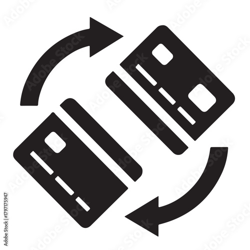 Credit card icon with circular arrows