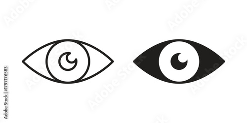 Eye icon in filled, thin line, stroke style for website and apps