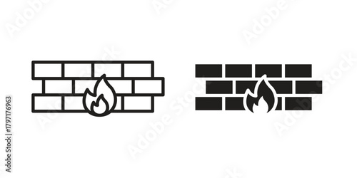 Firewall icon in filled, thin line, stroke style for website and apps