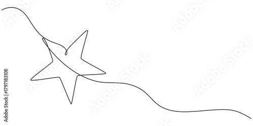 One line Drawing or illustration of a star, Hand drawn stars continuous one line icon. Star single line vector illustration in doodle style. Premium quality contour linear sign Editable stroke