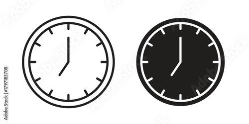 Clock seven icon designs collection for mobile, ui, web.