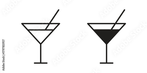 Cocktail icon designs collection for mobile, ui, web.