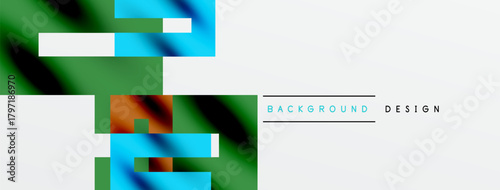 Abstract geometric shapes, vibrant colors, modern design. White space dominates right side, creating balance. Fluid gradients present.