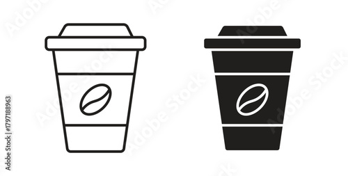 coffee cup icon symbol. Vector EPS 10. line and glyph icon