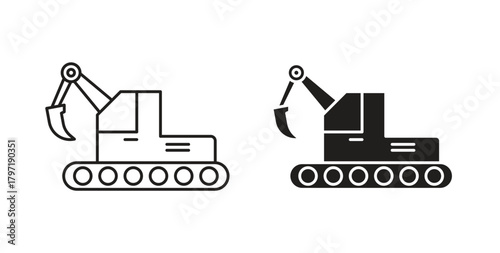 Excavator icon symbol. Vector EPS 10. line and glyph icon