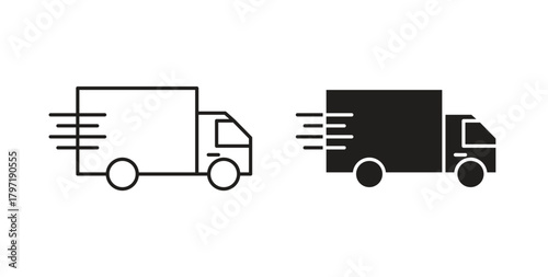 Fast shipping delivery truck icon symbol. Vector EPS 10. line and glyph icon