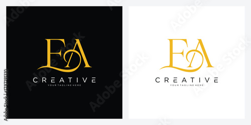 EA or AE initial letter logo design vector