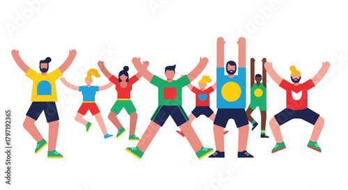 Joyful Group of People Celebrating, Cheering, And Expressing Happiness On Black Background